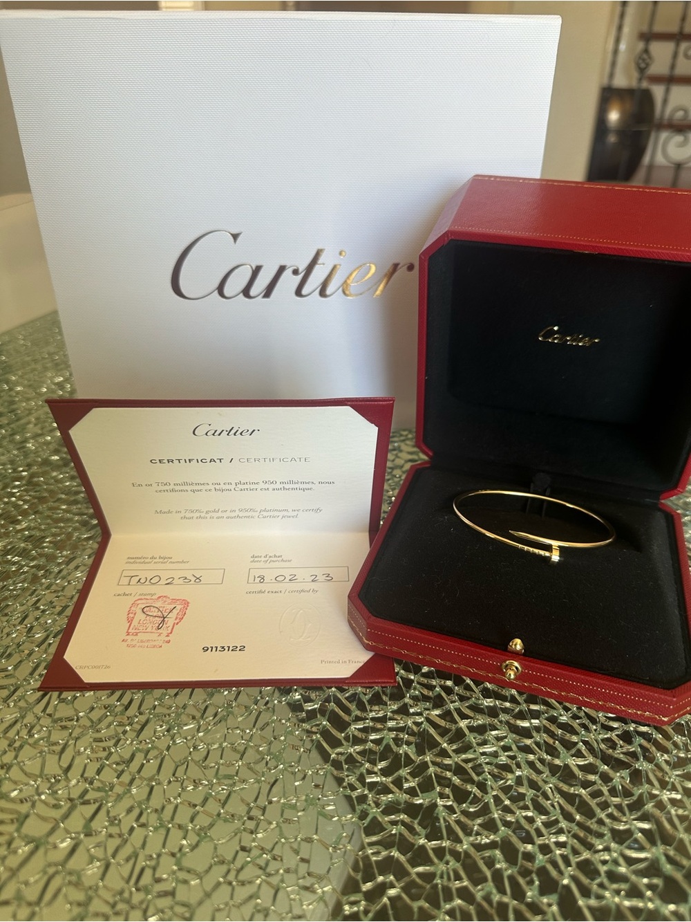 Cartier Gold Juste un Clou Bracelet with Red Presentation Box